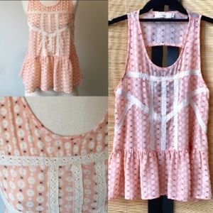 Peach Floral Peplum Tank